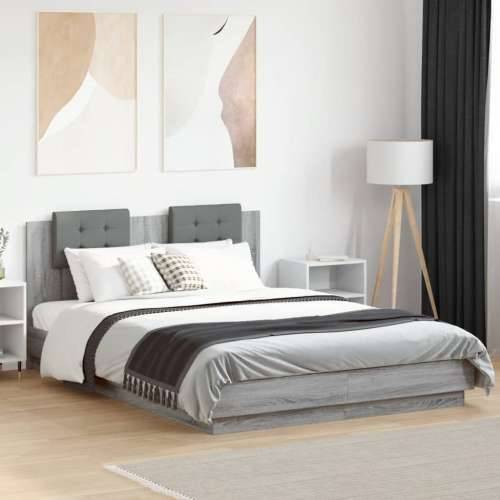 Okvir kreveta s uzglavljem LED boja hrasta sonome 120 x 200 cm - Sivi hrast sonoma 120 x 200 cm Cijena