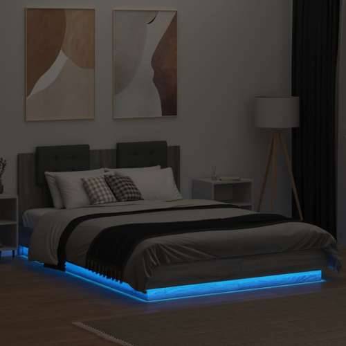 Okvir kreveta s uzglavljem LED boja hrasta sonome 120 x 200 cm - Sivi hrast sonoma 120 x 200 cm Cijena