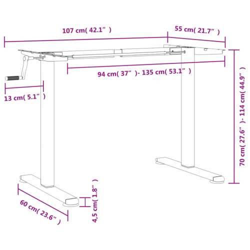 Samostojeći okvir za stol bijeli (94-135)x60x(70-114) cm čelik - Bijela Cijena