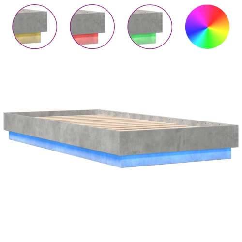 Okvir za krevet s LED svjetlima siva boja betona 100 x 200 cm - Beton siva 100 x 200 cm Cijena