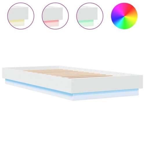 Okvir za krevet s LED svjetlima bijeli 90 x 200 cm - Bijela 90 x 200 cm Cijena