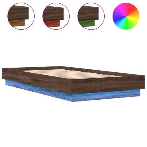 Okvir kreveta s LED svjetlima boja smeđeg hrasta 90 x 190 cm - Smeđi hrast 90 x 190 cm Cijena