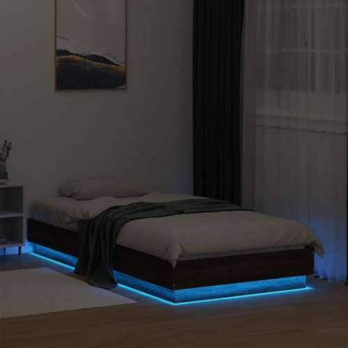 Okvir kreveta s LED svjetlima boja smeđeg hrasta 90 x 190 cm - Smeđi hrast 90 x 190 cm Cijena