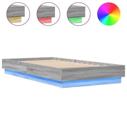 Okvir kreveta s LED svjetlima siva boja hrasta 75 x 190 cm - Sivi hrast sonoma 75 x 190 cm Cijena
