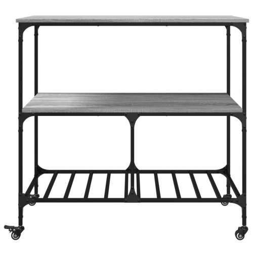 Kuhinjska kolica boja hrasta 100 x 50 x 95 cm konstruirano drvo - Sivi hrast sonoma Cijena