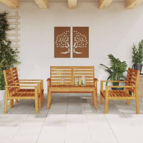 5-dijelna vrtna garnitura od masivnog drva bagrema - Smeđa 2x chair + 2x bench + table 1 Cijena