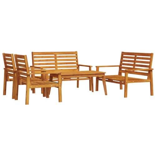 5-dijelna vrtna garnitura od masivnog drva bagrema - Smeđa 2x chair + 2x bench + table 1 Cijena