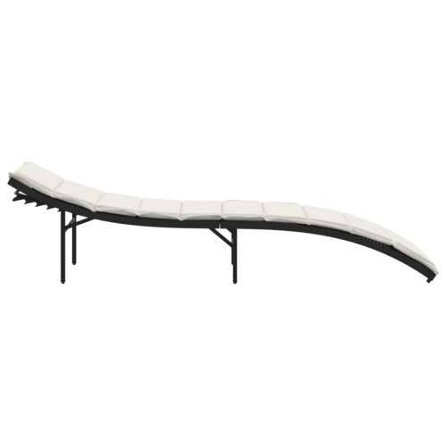 Ležaljka za sunčanje s jastukom crna 55 x 199 x 50 cm poliratan - Crna 1 Cijena