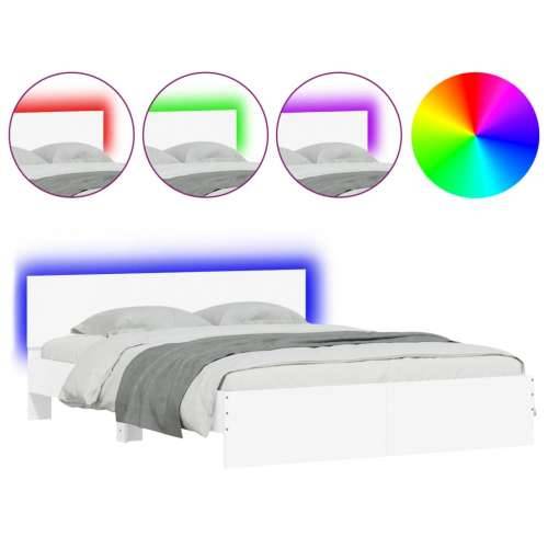 Okvir za krevet s uzglavljem i LED bijeli 150x200 cm - Bijela 150 x 200 cm Cijena