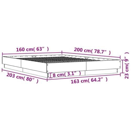 Okvir za krevet boja hrasta 160x200 cm od konstruiranog drva - sonoma hrast 160 x 200 cm Cijena