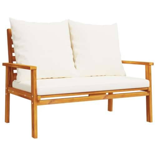 5-dijelna vrtna garnitura od masivnog drva bagrema s jastucima - Smeđa i bijela 2x chair + 2x bench + table 1 Cijena