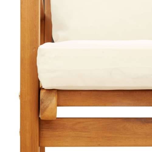 5-dijelna vrtna garnitura od masivnog drva bagrema s jastucima - Smeđa i bijela 2x chair + 2x bench + table 1 Cijena