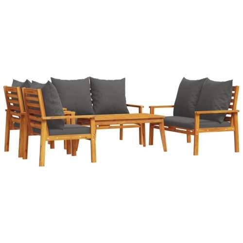 5-dijelna vrtna garnitura od masivnog drva bagrema s jastucima - Smeđa i siva 2x chair + 2x bench + table 1 Cijena