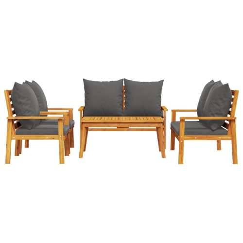 5-dijelna vrtna garnitura od masivnog drva bagrema s jastucima - Smeđa i siva 2x chair + 2x bench + table 1 Cijena