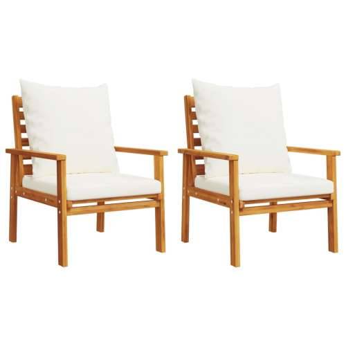 4-dijelna vrtna garnitura s jastucima masivno bagremovo drvo - Smeđa i bijela 2x chair + bench + table 1 Cijena