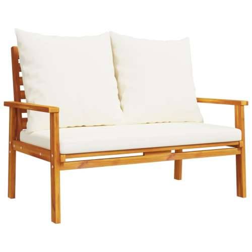 4-dijelna vrtna garnitura s jastucima masivno bagremovo drvo - Smeđa i bijela 2x chair + bench + table 1 Cijena