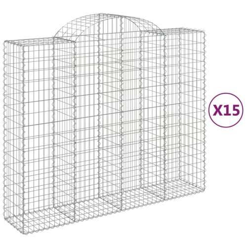 Lučne gabionske košare 15kom 200x50x160/180cm pocinčano željezo - 200 x 50 x 160/180 cm 15 Cijena