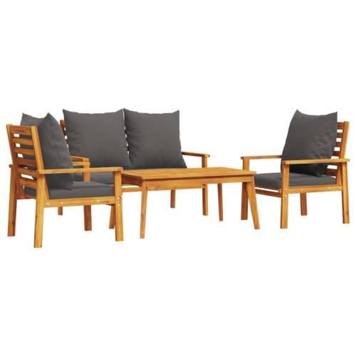 4-dijelna vrtna garnitura s jastucima masivno bagremovo drvo Smeđa i siva 2x chair + bench + table 1 Cijena