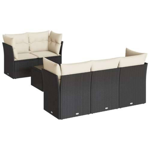 Vrtna garnitura - 6-dijelni set vrtnih sofa s jastucima crni od poliratana - Crna i krem 6 Cijena