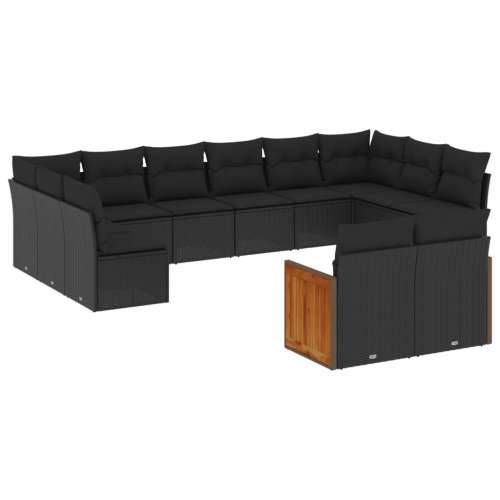 Vrtna garnitura - 12-dijelni set vrtnih sofa od poliratana s jastucima crni - Crna Bez stola 1 Cijena