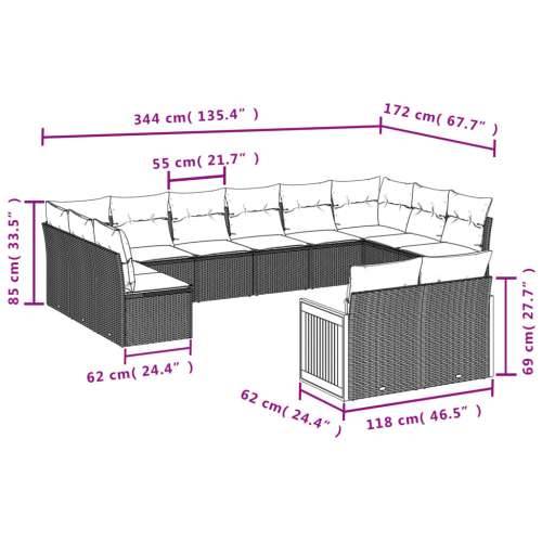 Vrtna garnitura - 12-dijelni set vrtnih sofa od poliratana s jastucima crni - Crna Bez stola 1 Cijena
