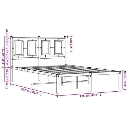 Metalni okvir za krevet s uzglavljem crni 120x200 cm - Crna 120 x 200 cm s uzglavljem Cijena