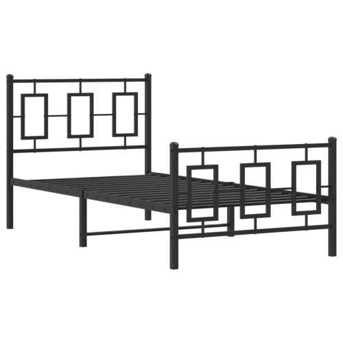 Metalni okvir kreveta uzglavlje i podnožje crni 90x190 cm - Crna 90 x 190 cm s uzglavljem i podnožjem Cijena