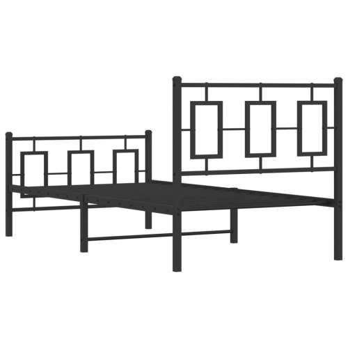 Metalni okvir kreveta uzglavlje i podnožje crni 90x190 cm - Crna 90 x 190 cm s uzglavljem i podnožjem Cijena