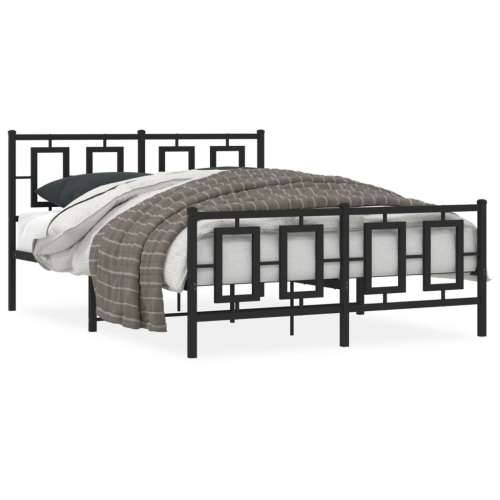 Metalni okvir kreveta uzglavlje i podnožje crni 135x190 cm - Crna 135 x 190 cm s uzglavljem i podnožjem Cijena