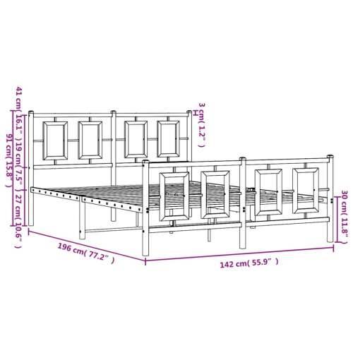 Metalni okvir kreveta uzglavlje i podnožje crni 135x190 cm - Crna 135 x 190 cm s uzglavljem i podnožjem Cijena