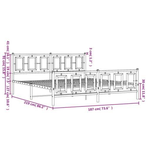 Metalni okvir kreveta uzglavlje i podnožje crni 183x213 cm - Crna 183 x 213 cm s uzglavljem i podnožjem Cijena