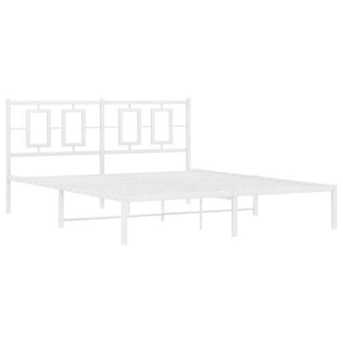 Metalni okvir za krevet s uzglavljem bijeli 160x200 cm - Bijela 160 x 200 cm s uzglavljem Cijena