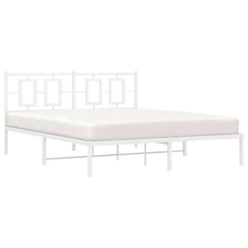 Metalni okvir za krevet s uzglavljem bijeli 160x200 cm - Bijela 160 x 200 cm s uzglavljem Cijena