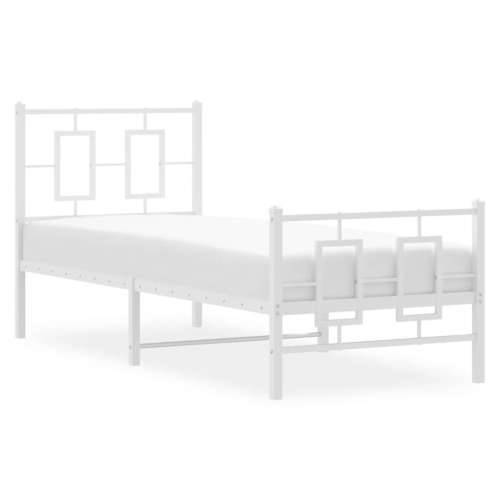 Metalni okvir kreveta uzglavlje i podnožje bijeli 75x190 cm - Bijela 75 x 190 cm s uzglavljem i podnožjem Cijena