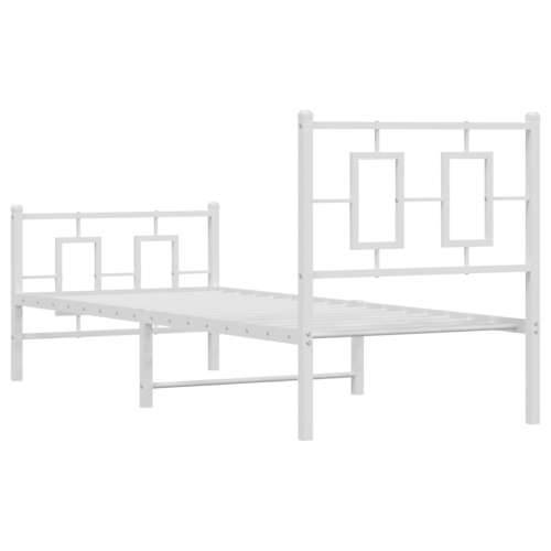 Metalni okvir kreveta uzglavlje i podnožje bijeli 75x190 cm - Bijela 75 x 190 cm s uzglavljem i podnožjem Cijena