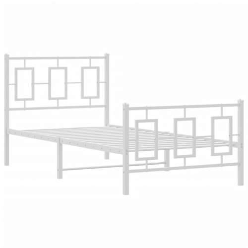 Metalni okvir kreveta uzglavlje i podnožje bijeli 90x190 cm - Bijela 90 x 190 cm s uzglavljem i podnožjem Cijena
