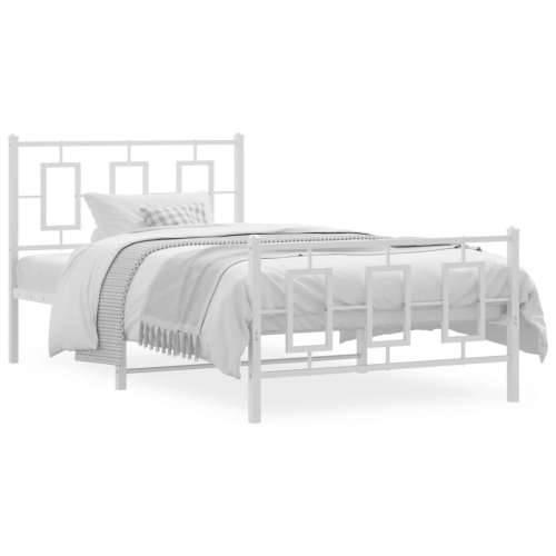 Metalni okvir kreveta uzglavlje i podnožje bijeli 100x190 cm - Bijela 100 x 190 cm s uzglavljem i podnožjem Cijena