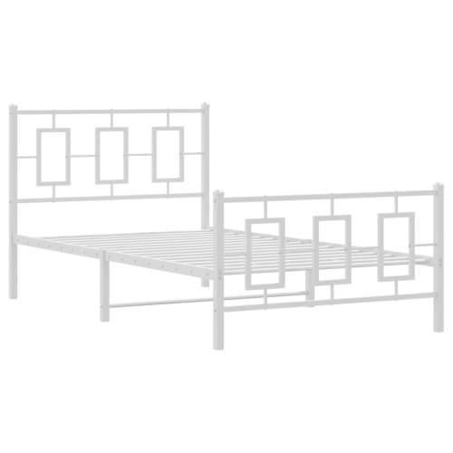 Metalni okvir kreveta uzglavlje i podnožje bijeli 100x190 cm - Bijela 100 x 190 cm s uzglavljem i podnožjem Cijena