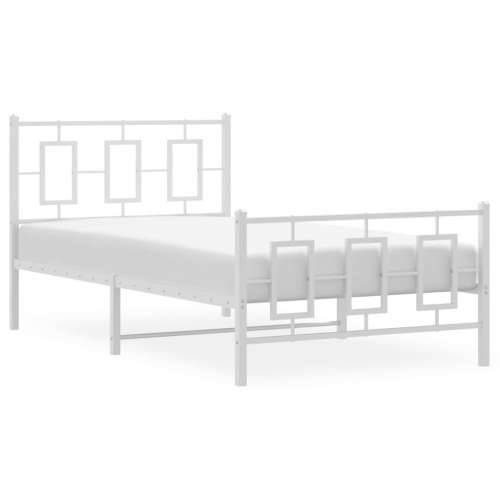 Metalni okvir kreveta uzglavlje i podnožje bijeli 100x190 cm - Bijela 100 x 190 cm s uzglavljem i podnožjem Cijena