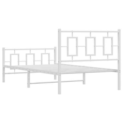 Metalni okvir kreveta uzglavlje i podnožje bijeli 100x190 cm - Bijela 100 x 190 cm s uzglavljem i podnožjem Cijena
