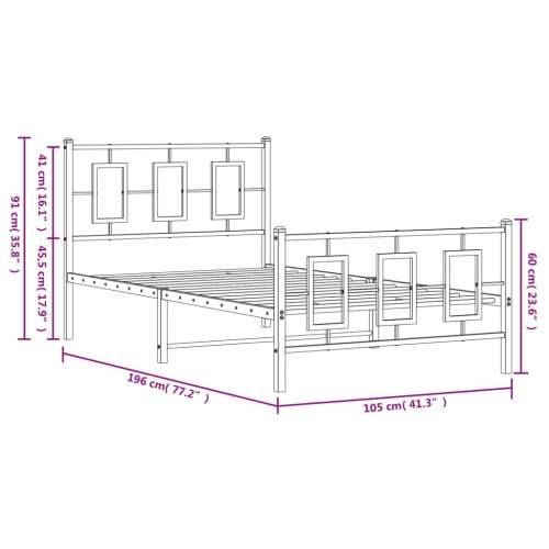 Metalni okvir kreveta uzglavlje i podnožje bijeli 100x190 cm - Bijela 100 x 190 cm s uzglavljem i podnožjem Cijena