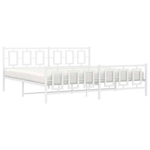 Metalni okvir kreveta uzglavlje i podnožje bijeli 193x203 cm - Bijela 193 x 203 cm s uzglavljem i podnožjem Cijena