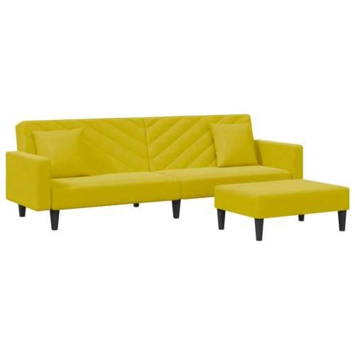 2-dijelni set sofa s jastucima žuti baršunasti - Žuta S naslonom za ruke Cijena