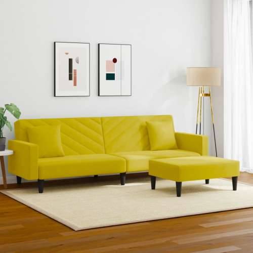 2-dijelni set sofa s jastucima žuti baršunasti - Žuta S naslonom za ruke Cijena