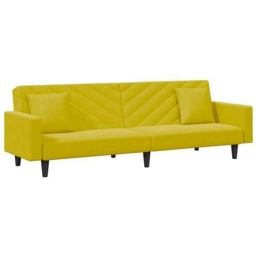 2-dijelni set sofa s jastucima žuti baršunasti - Žuta S naslonom za ruke Cijena