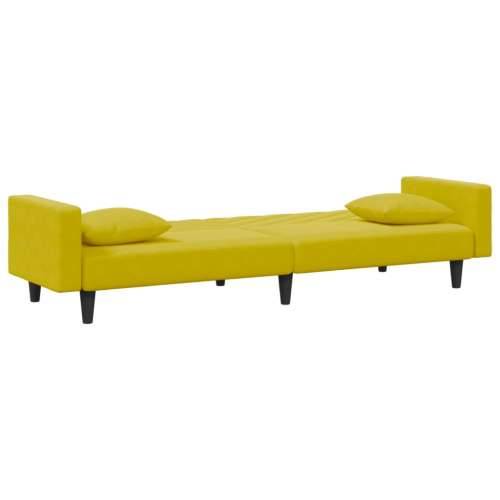 2-dijelni set sofa s jastucima žuti baršunasti - Žuta S naslonom za ruke Cijena