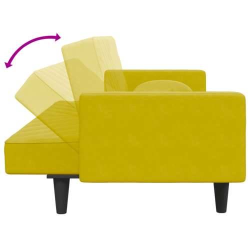 2-dijelni set sofa s jastucima žuti baršunasti - Žuta S naslonom za ruke Cijena