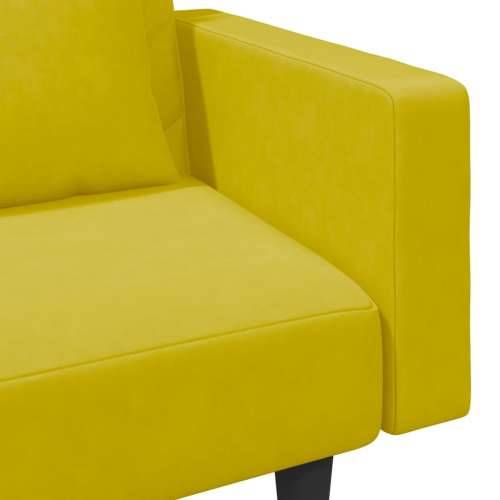2-dijelni set sofa s jastucima žuti baršunasti - Žuta S naslonom za ruke Cijena