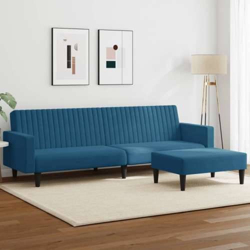 2-dijelni set sofa plavi baršunasti - Plava S naslonom za ruke Cijena