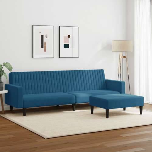 2-dijelni set sofa plavi baršunasti - Plava S naslonom za ruke Cijena